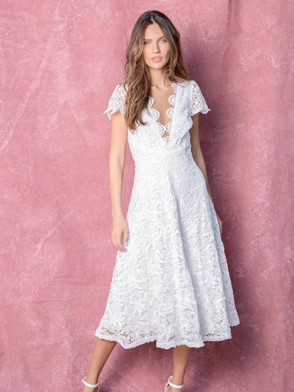 Lulus Eternal Love White Crochet Lace Backless Midi Dress | Size S